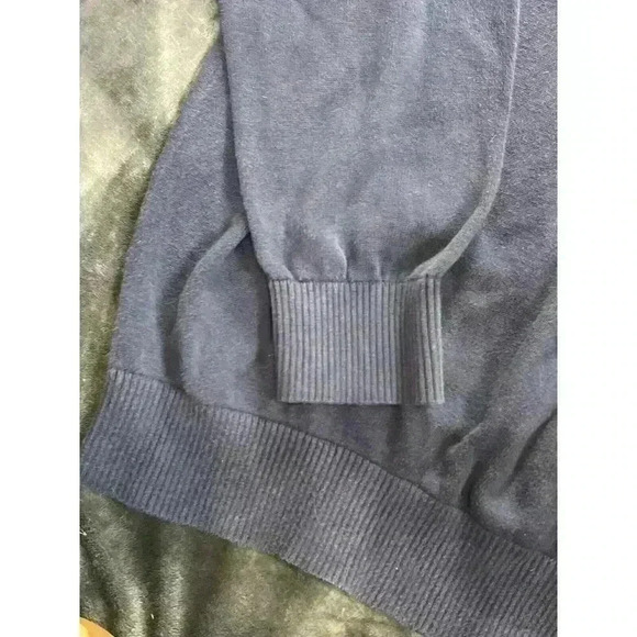 Tommy Hilfiger Women's L Sweater V-Neck Pullover Navy Blue Cotton Relaxed Preppy - Picture 2 of 6